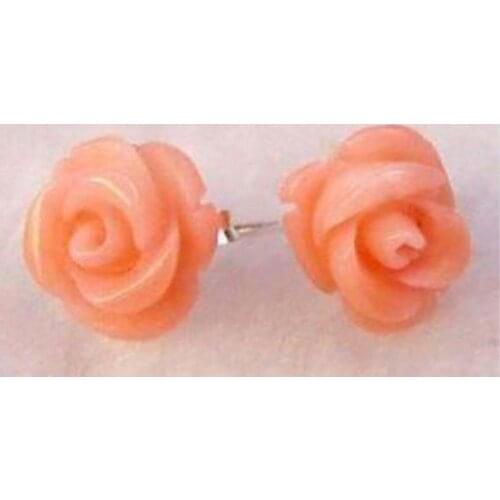 Free shipping >>>>>>Charming Pink Sea Coral Flower Earring