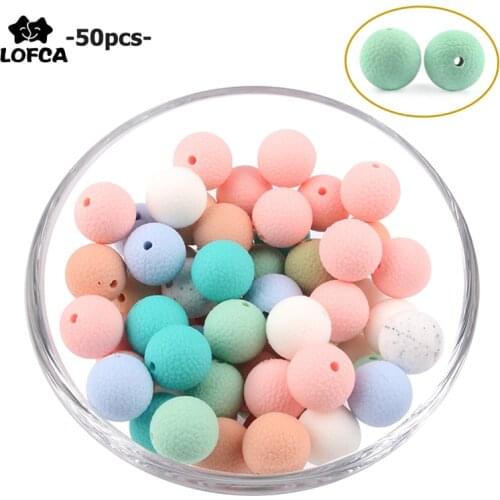 LOFCA 50pcs/lot 15mm silicone leather look beads Silicone Leatherette look beads Baby Teething Beads DIY Chewable Teething