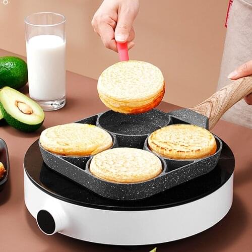 Non-stick Four-hole Omelet Pan For Eggs Ham PanCake Maker Frying Pans Creative No Oil-smoke Breakfast Grill Pan Cooking Pot