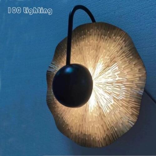 Lotus Leaf LED Wall Light Plated Gold Livingroom Bedside Hotel Room Wall Sconces Surface Mount Atmosphere Lamp