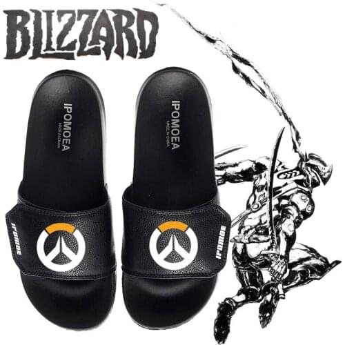 OW Shimada Hanzo Genji Print Cosplay Slippers Flip Flops Casual Summer Shoes Costume Prop