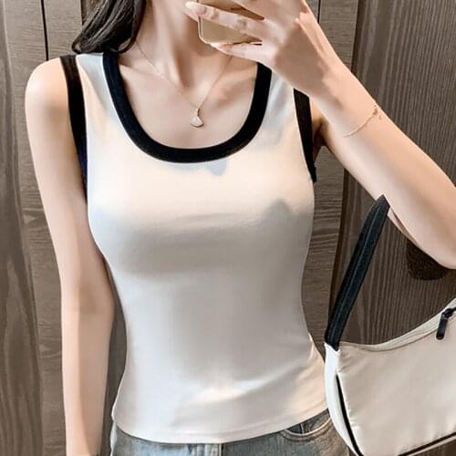 2021 Summer Tank Top Women Sexy Sleeveless Cotton Basic Tops Casual Female Vest Camisole Crop Top Womens High Elasticity Clothes
