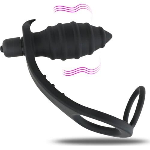 Male Prostate Massage Bullet Vibrator Anal Plug with Male Rings Silicone G-spot Stimulator Adult Butt Plug Sex Toys For Men Gays