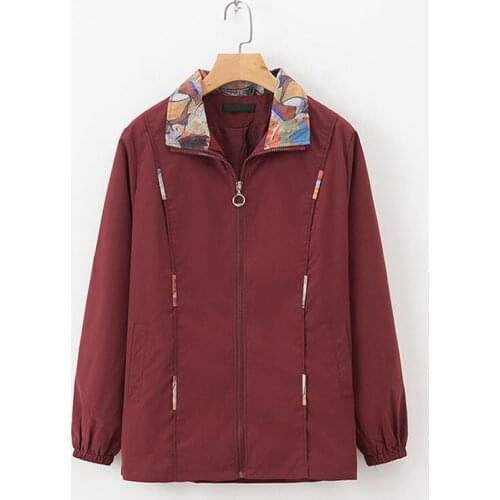 XL 5XL Plus Size Womens Jacket Spring Fall Middle-Aged Elderly Mothers Casual Loose Windbreaker Coat Female Outerwear Tops W760