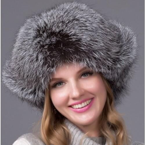 Winter Thick Real Fox Fur Hat Real Sheepskin High Quality Top Ear Protection Edge Curl Caps Windproof and Warm for Women