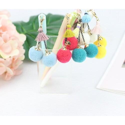 40PCS Japan and South Korea Creative Cherry Ball Tassel Pendant Gel Pen Kawaii School Supplies Stationery