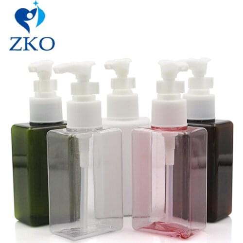 5pcs/lot 100ml PETG Pressed Clamp Square Bottle Lotion Pump Shampoo Free Shipping Refillable Empty Cosmetic Scattered Bottling