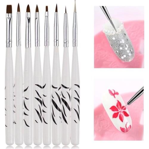 8Pcs/Set Nail Brushes Printing Dotting Pen Acrylic Nail Art Brush UV Gel Nail Art Brushes For Manicure Pinceau Nail Art Tools