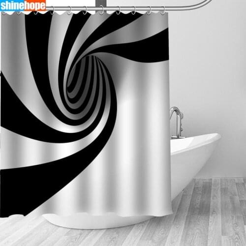Big Sale New Custom black and white pattern Modern Shower Curtain with Hooks bathroom Waterproof Polyester Fabric