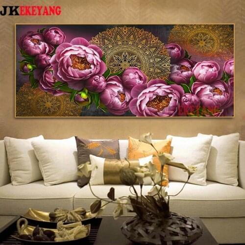 Large 5D Diy diamond painting Golden Mandala And Red Rose Flower Diamond Mosaic Rhinestone Embroidery cross stitch Y4337
