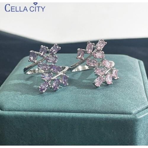 Cellacity Silver 925 Jewelry Rings For Charm Lady With Pink Purple Gemstones women fashion gift wedding party gift