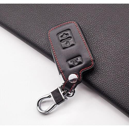 Carrying Genuine leather car key chain key case cover for Toyota Land Cruiser Tacoma Highlander Prius 2013 2016 2017 3 buttons