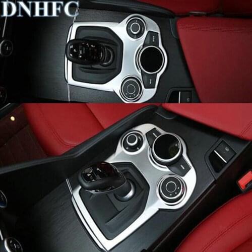 DNHFC for Alfa Romeo Giulia Stelvio 2017 ABS Matte Chrome Interior Center Console Gear Shift Panel Cover Trim Accessory