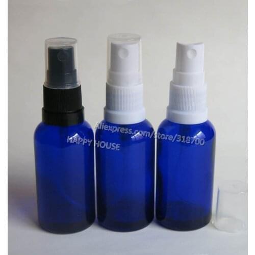 30ml Travel Empty Cobalt Blue Glass essence Oil Bottles Vials with Black White Plastic Spray 1oz Fragrance Container 360pcs