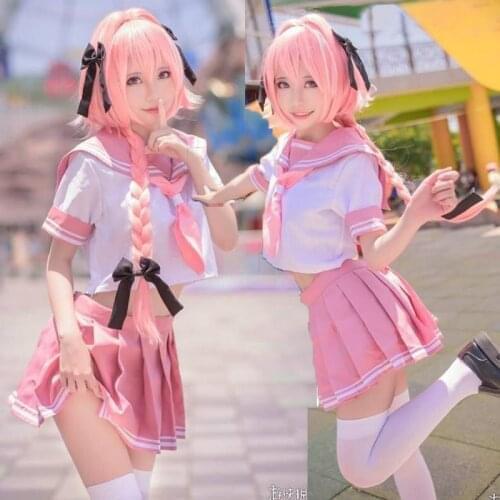 Fate/Grand Order Fate Apocrypha Rider Astolfo Cosplay JK School Uniform Sailor Suit Women Fancy Outfit Anime Halloween Costume