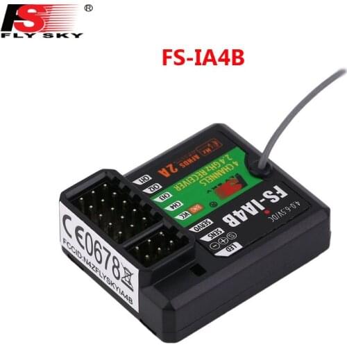FlySky FS-IA4B 2.4G 4CH Receiver for FS i4 i6 i10 iT4S Transmitter Support Data Backhaul PPM Output iBus Port for RC Car Boat