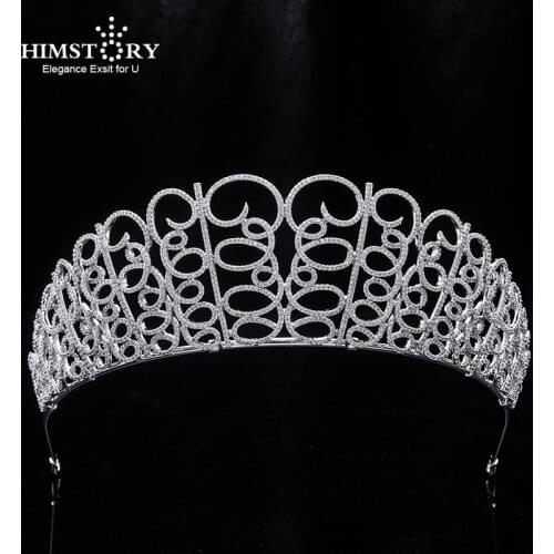 Himstory Top Quality Stunning Full Zircon Wedding Hairbands Gifts for Brides Crystal Tiaras Crowns Wedding Hair Accessories