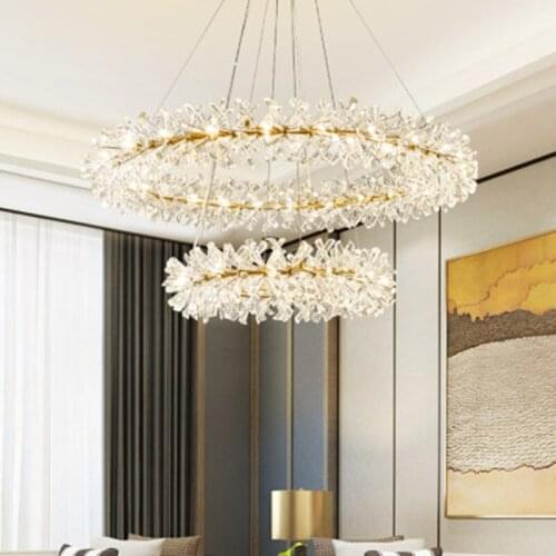 Crystal rings chandelier kitchen led chandelier lighting living room led luxury crystal lustre dining room pendant lamps bedroom