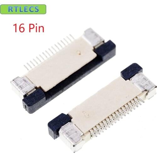 10pcs FPC connector 0.50 mm 0.020" 16 Pin Bottom Contact Right angle SMD ZIF Slide Lock Surface Mount