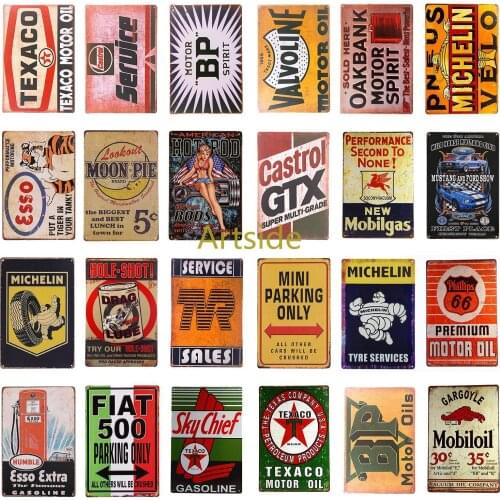 Motor Oil Metal Poster Gas Station Tin Signs Wall Art Decor Rustic Plaque Bar Garage Gas Decoration
