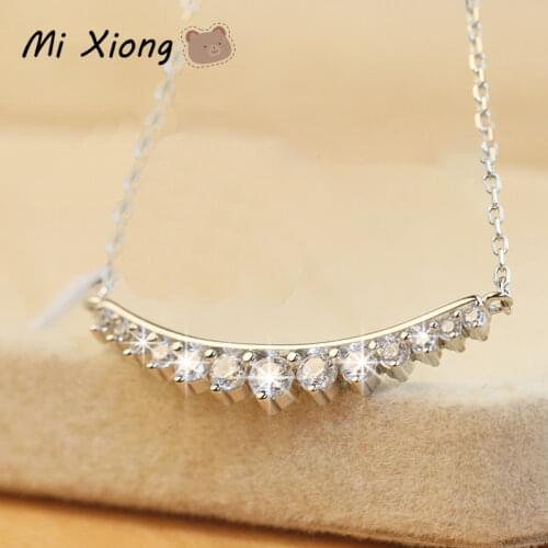Mi Xiong S925 Sterling Silver Row Diamond Shining Luxury Pendant Necklace Unique Craft Charm Ladies Engagement Brand Jewelry