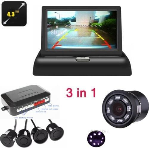 All in one Video parking Dual Core CPU Sensor with Hd 4.3 inch LCD Monitor parktronic camera with 8 IR night vision system