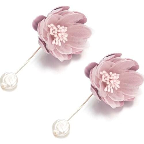 Fashion Pink Flower Imitation Pearls Earrings for Woman Girl Trendy Charm Jewelry Festival Party Earring