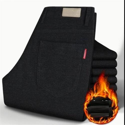 Men suit Velet Thick pants Slim straight Trousers 2019 office basic Casual Zipper Solid Color Business male pants