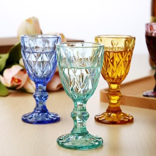 6 Piece Pack 60ml Small Vintage Goblet Pressed Cheap Wholesale Shot Glass Cups Set For Wine Spirit Soju Free Shipping