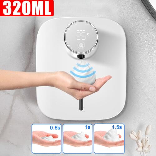 Wall-mounted Automatic Liquid Soap Dispenser Touchless Sensor Foam Machine with Temperature Display Hand Sanitizer Dispenser