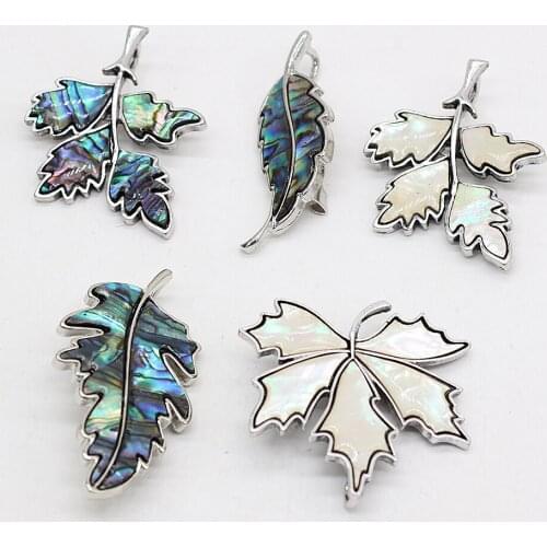 Natural Shell Pendant Brooch Accessories Leaf Shape Abalone Shell Black Shell Brooch Charms For Party Clothes Matching