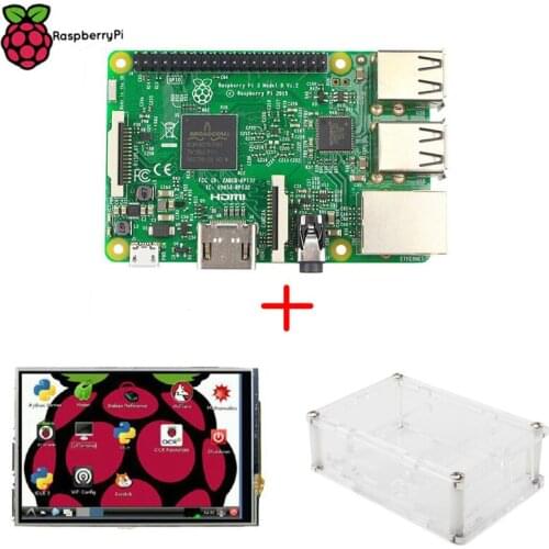 Original Raspberry Pi 3 Model B with 3.5inch LCD Display Module 3.5" TFT Touch Screen and Acrylic Case clear case Free Shipping