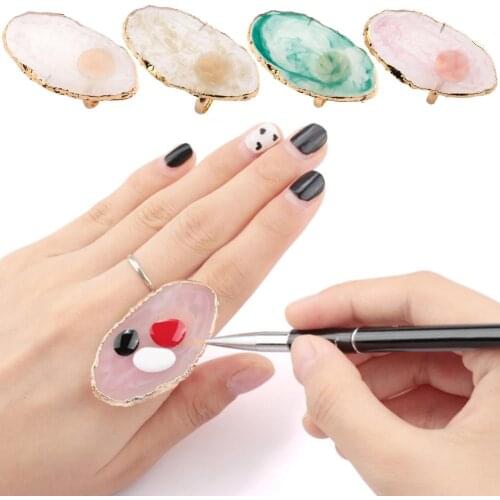 Resin Nail Palette Art Finger Ring Plate Gel Polish Cream Holder Mixing Color Palette Nail Art Equipment Cosmetic Makeup Pallete