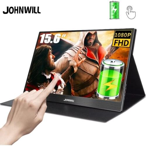 Touch Screen Portable Monitor 1920x1080 FHD IPS 15.6 inch Display Monitor Rechargeable Battery for PS4 laptop switch with Case