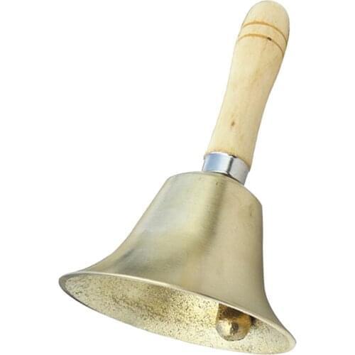 Durable Wood Handle Hand Bell School Loud Call Dinner Call Accessory