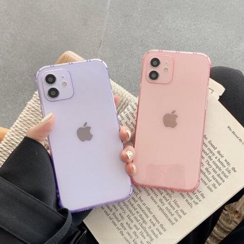 Candy Colors Phone Case For iPhone 12 mini 11 11Pro Max Shockproof X XS XR SE 2020 7 8 Plus Transparent Soft Silicone TPU Cover