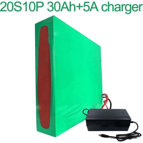 With 5A charger 72V 30Ah 20S10P 18650 Li-ion Battery electric two Three wheeled motorcycle bicycle ebike 320*290*75mm