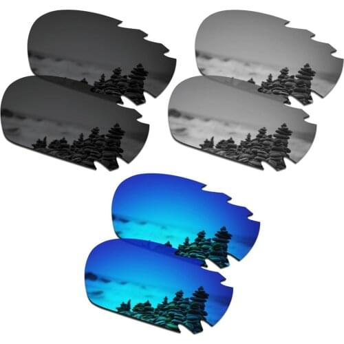 SmartVLT 3 Pairs Polarized Sunglasses Replacement Lenses for Oakley Jawbone Vented Stealth Black & Silver Titanium & Ice Blue