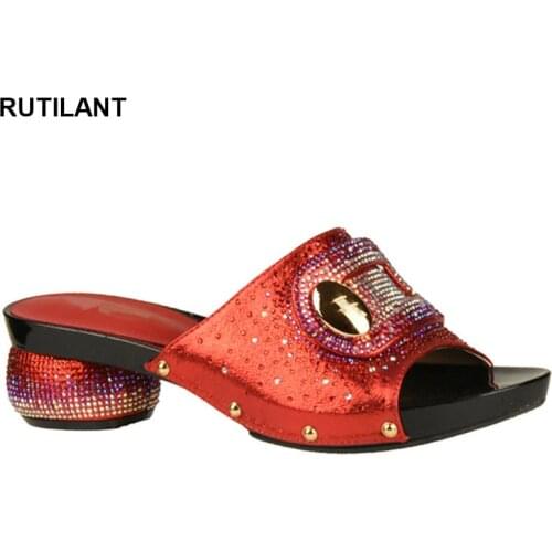 New Shoes for Wedding Women 2021 Fashion Women Italian Shoes Woman Heels Nigerian Slip on Low Heels Lady Pumps Shoes for Sandals