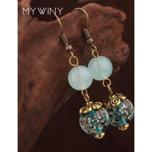 Star handmade vintage Tibetan glazed earrings ,New Original exotic jewelry nature stones earringsflowers