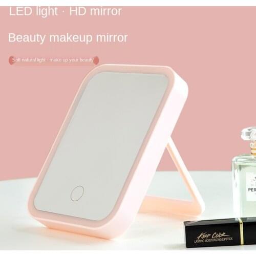 Make up mirror charging fill light desk folding portable led make up mirror with light vanity mirror mirrors for bedroom