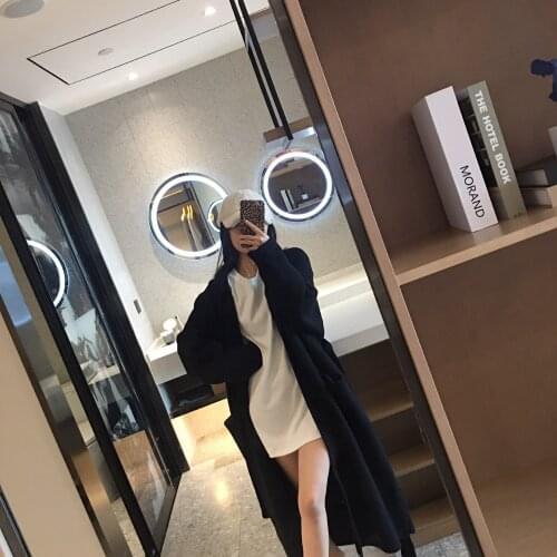 [ZAYAU]Autumn and Winter Dropped Shoulder Shawl Mid-length Lazy Style Thick Long-sleeved Loose Cardigan Coat