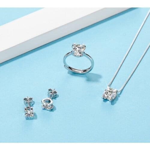 Wholesale Jewelry Set Luxury And Charming For Women 2021 925 Silver Moissanite Earrings Necklace Rings