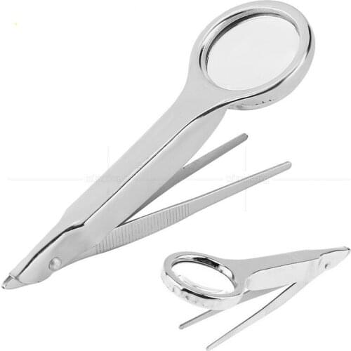 10 times tweezers stainless steel multi-function clip portable handheld magnifying glass maintenance inspection