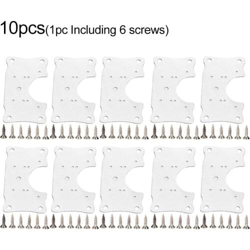 10Pcs Hinge Fixing Plate + 60pcs X Screws Stainless Steel Hinge Fixing Plate For Cabinet Door Repair Installer Kits