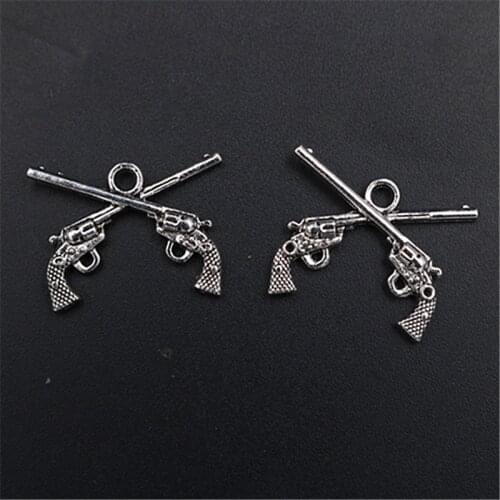 WKOUD 10pcs Silver Color Metal Antique Revolver Charm Vintage Necklace Bracelet DIY Handmade Jewelry Alloy Pendants A578