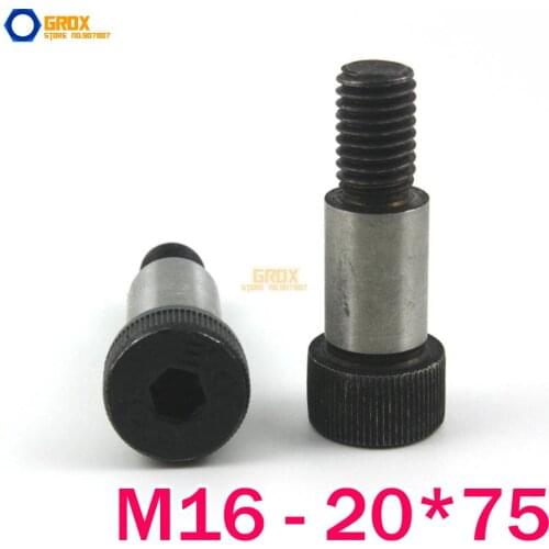 2 Pieces M16 Threaded 20*75mm 12.9 Grade Alloy Steel Hexagon Socket Head Shoulder Screw Bolt