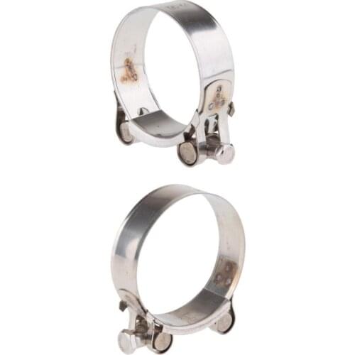 2pcs Motorcycle Exhaust Pipe Clamp, Stainless Steel Muffler Silencer Clip for 56-59mm/74-79mm Diameter