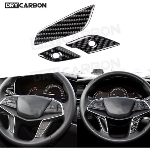 4Pcs/Set Carbon Fiber Steering Wheel Sticker Buttons Switch Cover Decorative Interior Refit Trim for Cadillac XT5 2016-2019