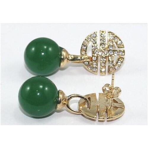 5 color! fine 12mm green / purple / colorful tiger eye stone 18KGP stud Natural EARRINGS Stone 14/5 "